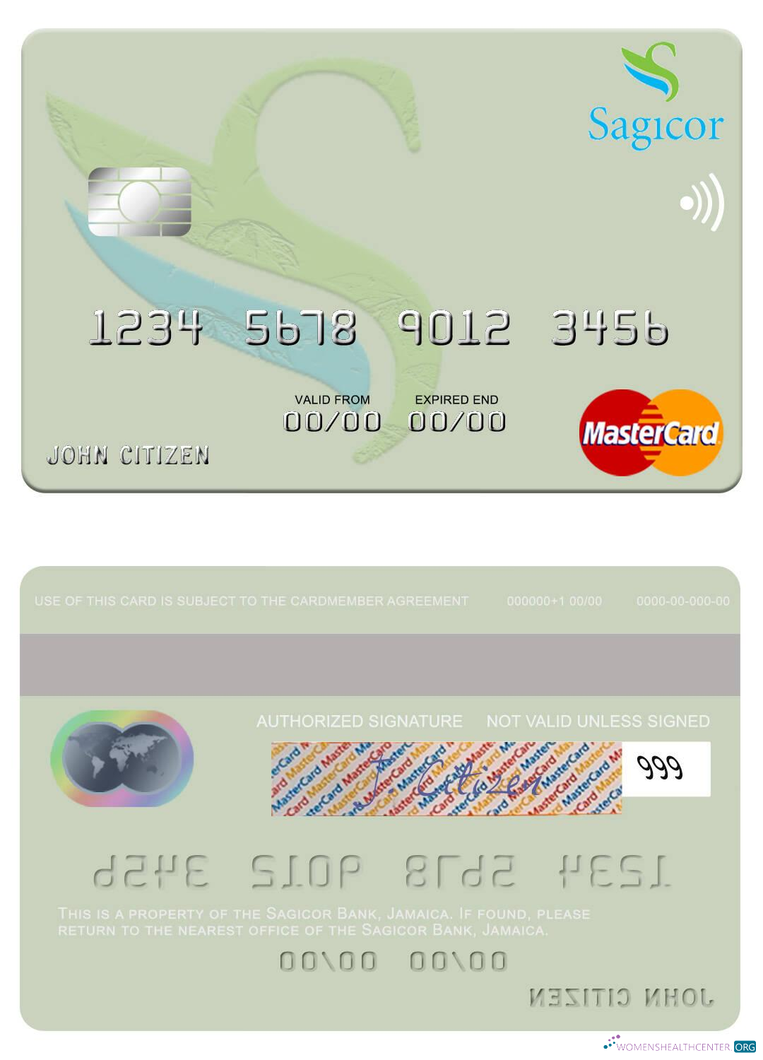 Download Jamaica Sagicor Bank mastercard Photoshop template